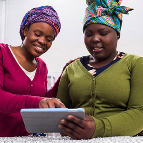 Women using a tablet computer
