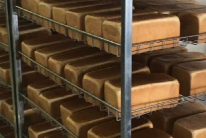 fresh bread on cooling racks