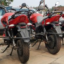 Red motorcycles in a row