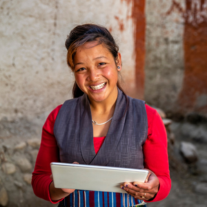 Nepalese woman using tablet