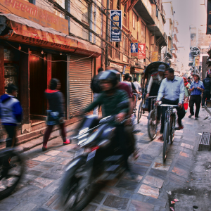 Motorcycle on the streets of Kathmandu, Nepal