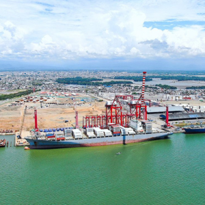 Shot of the Puerto Bolivar container port