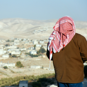 Man overlooking West Bank landscape